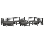 Set Salotto da Giardino 8 pz in Legno Massello di Pino Grigio