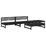 Set Salotto da Giardino 4 pz Nero in Legno Massello di Pino