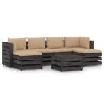 Set Salotto da Giardino 7pz con Cuscini Legno Impregnato Grigio