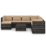 Set Salotto da Giardino con Cuscini 9pz Legno Impregnato Grigio