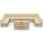 Set Divani da Giardino 13 pz Cuscini Miele in Massello di Pino
