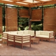 Set Divani da Giardino 9 pz con Cuscini Legno Massello di Pino