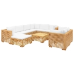 Set Divani da Giardino 10 pz con Cuscini Legno Massello di Teak