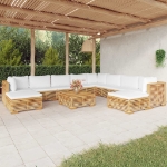 Set Divani da Giardino 11 pz con Cuscini Legno Massello di Teak