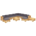 Set Divani da Giardino 12 pz con Cuscini Legno Massello di Teak