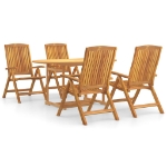 Set da Pranzo per Giardino 5 pz in Legno Massello di Teak