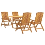 Set da Pranzo per Giardino 5 pz in Legno Massello di Teak