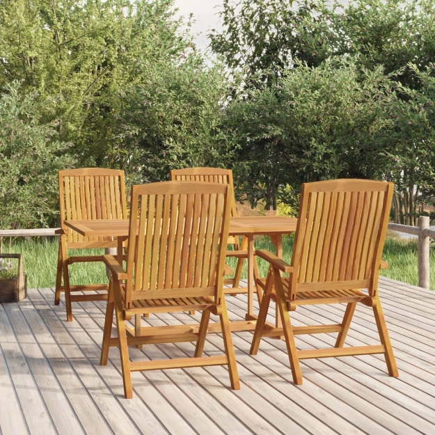 Set da Pranzo per Giardino 5 pz in Legno Massello di Teak