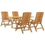 Set da Pranzo per Giardino 5 pz in Legno Massello di Teak