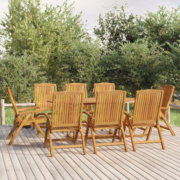 Set da Pranzo per Giardino 9 pz in Legno Massello di Teak