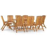 Set da Pranzo per Giardino 9 pz in Legno Massello di Teak