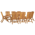 Set da Pranzo per Giardino 9 pz in Legno Massello di Teak