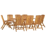 Set da Pranzo per Giardino 9 pz in Legno Massello di Teak