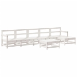 Set Salotto da Giardino 7 pz Bianco in Legno Massello di Pino