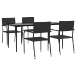 Set da Pranzo da Giardino 5 pz Nero in Polyrattan