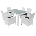 Set da Pranzo da Giardino 7 pz in Polyrattan Bianco Crema