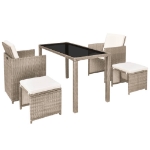 Set da Pranzo da Giardino 5 pz con Cuscini in Polyrattan Beige