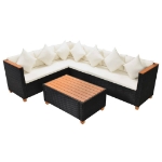 Set Divani da Giardino 4 pz con Cuscini in Polyrattan Nero