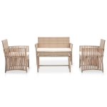 Set Divani da Giardino 4 pz con Cuscino in Polyrattan Beige