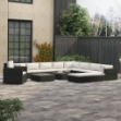 Set Divani da Giardino 13 pz con Cuscini in Polyrattan Nero