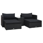 Set Divani da Giardino 5 pz con Cuscini in Polyrattan Nero