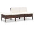 Set Divani da Giardino 3 pz con Cuscini in Polyrattan Marrone