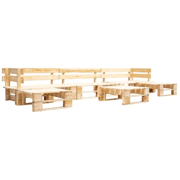 Set Divani da Giardino su Pallet 6 pz Naturale in Legno