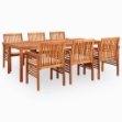 Set da Pranzo da Giardino 7 pz con Cuscini Massello di Acacia