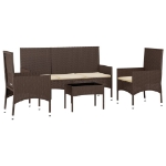 Set Mobili da Giardino 4 pz con Cuscini in Polyrattan Marrone