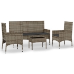 Set Divani da Giardino 4 pz con Cuscini in Polyrattan Grigio