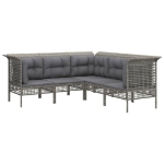Set Divani da Giardino 5 pz con Cuscini in Polyrattan Grigio