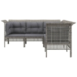 Set Divani da Giardino 5 pz con Cuscini in Polyrattan Grigio