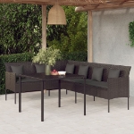 Set da Pranzo da Giardino 2 pz con Cuscini Nero in Polyrattan