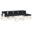 Set Salotto da Giardino su Pallet 6 pz Cuscini Antracite Legno