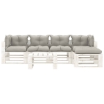 Set Salotto da Giardino Pallet 6pz con Cuscini Tortora in Legno