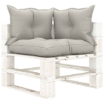 Set Salotto da Giardino Pallet 6pz con Cuscini Tortora in Legno