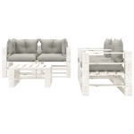 Set Salotto da Giardino Pallet 5pz con Cuscini Tortora in Legno