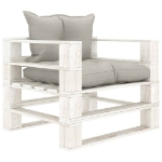 Set Salotto da Giardino Pallet 5pz con Cuscini Tortora in Legno