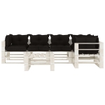 Set Divani da Giardino su Pallet 6 pz con Cuscini Neri in Legno