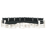 Set Salotto da Giardino su Pallet 9 pz Cuscini Antracite Legno