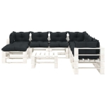 Set Salotto da Giardino su Pallet 9 pz Cuscini Antracite Legno