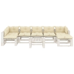 Set Salotto da Giardino Pallet 8 pz con Cuscini Crema in Legno