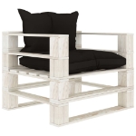 Set Divani da Giardino su Pallet 7 pz con Cuscini Neri in Legno