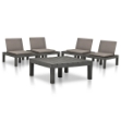 Set Divani da Giardino 5 pz in Plastica Antracite
