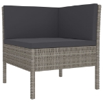 Set Divani da Giardino 4 pz con Cuscini in Polyrattan Grigio