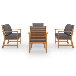 Set Divani da Giardino 5 pz con Cuscini in Legno Acacia