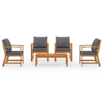 Set Divani da Giardino 5 pz con Cuscini in Massello di Acacia