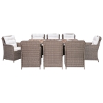 Set da Pranzo da Giardino 9 pz con Cuscini Polyrattan Marrone