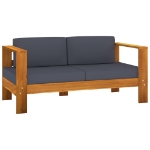 Set Divani Giardino 8 Posti Cuscini Grigi Scuro Massello Acacia