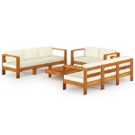 Set Divani da Giardino 8 Posti Cuscini Crema Massello di Acacia